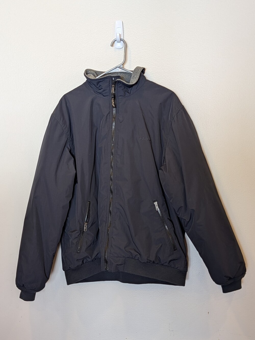 L.L.Bean Men’s XL Thinsulate Insulated Jacket Black Bomber Lined Stand Collar